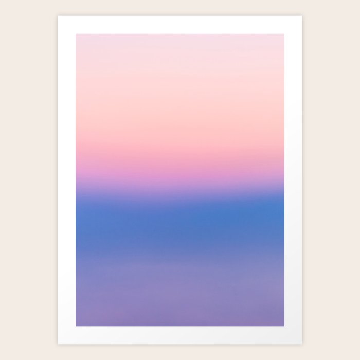 Ombre Blue Pink Abstract Nature Art Modern Wall Art Print