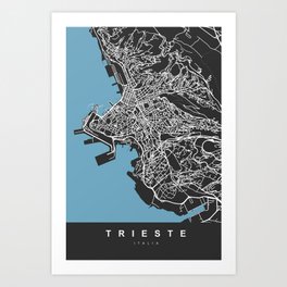 TRIESTE Map - Italia | Black | More Colors, Review My Collections Art Print | Trieste, Graphicdesign, Italy, Map, Maps, Italia 