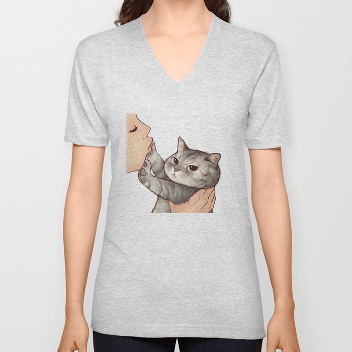 cat : hmmmmm! V Neck T Shirt