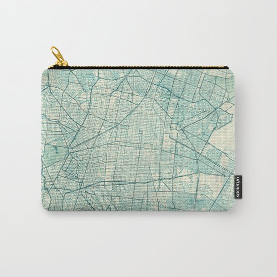Mexico City Map Blue Vintage Carry-All Pouch