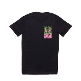 GREEN IVY HANGING LEAVES & VINES ON PINK T Shirt