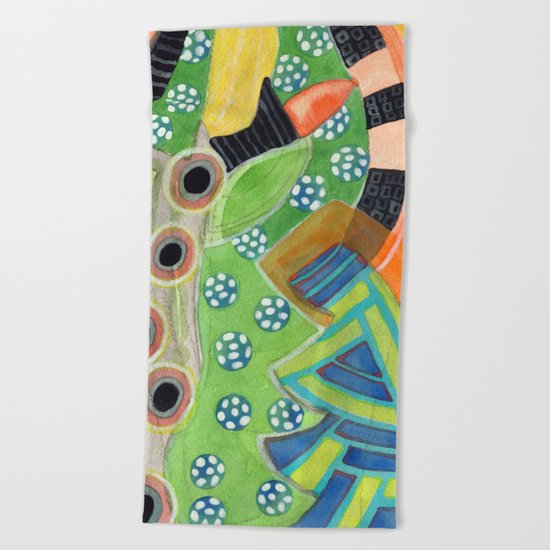 Curves and Patterns with Red Light Bulb Beach Towel