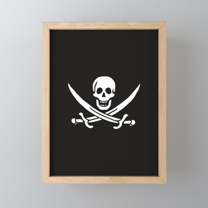 Classic Pirate skull with two swords Framed Mini Art Print