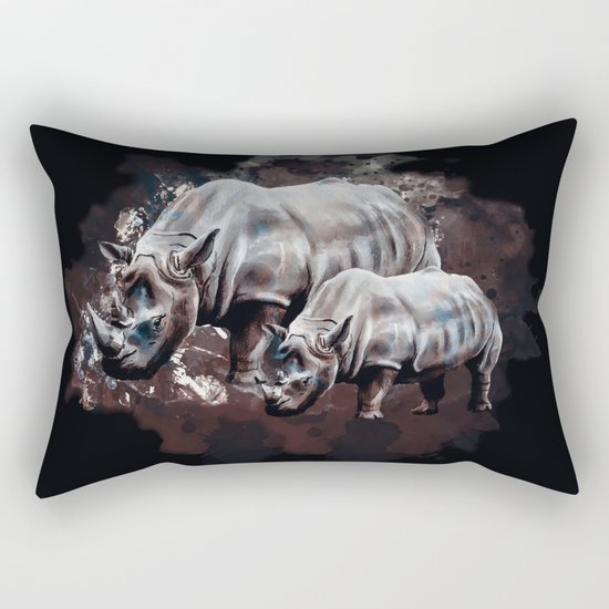 Dangerous Rhino Rectangular Pillow