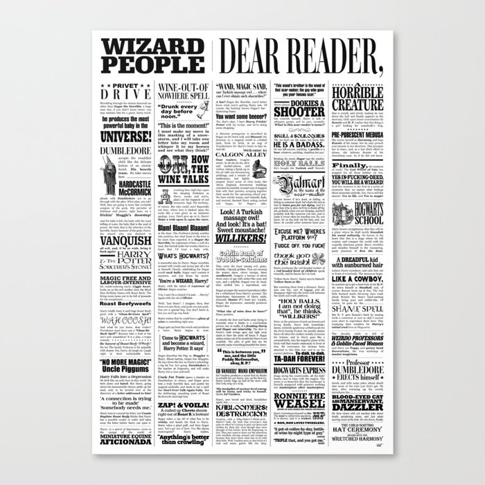Wizard People, Dear Reader Newspaper Print Canvas Print