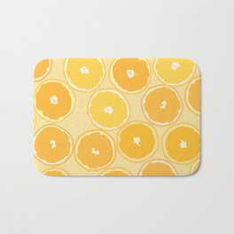 Oranges - Orange Summer Vibe Pattern on Yellow Bath Mat