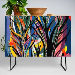 Trees in the Night Landscape Abstract Art Expressionism Credenza