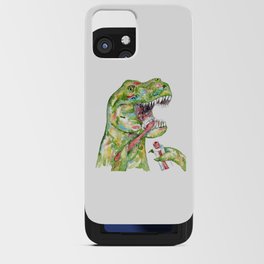 T-rex brushing teeth dinosaur painting watercolour iPhone Card Case