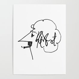 Vonnegut Self Portrait Artwork, Design for Wall Art, Prints, Posters, Tshirts, Bags, Women, Men, Kid Poster