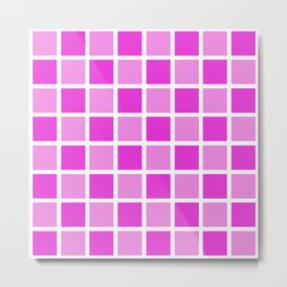 Modern Checkers (pink tiles) Metal Print | Barbie, Geometric, Pixels, Mosaic, Girlsrule, Tiles, Happy, Digital, Minimalism, Pinkaccent 