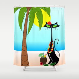 MCM Atomic Cat at the beach Shower Curtain