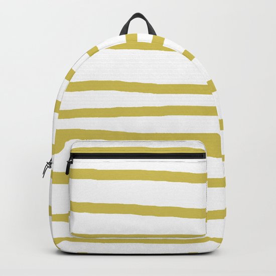 Simply Drawn Stripes Mod Yellow on White Backpack