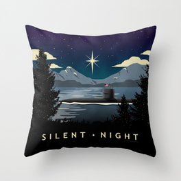 Silent Night - Submarine Happy Holidays Throw Pillow