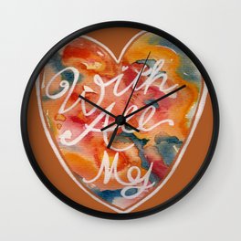 With All My  Wall Clock | Pattern, Painting, Typography, Abstract 