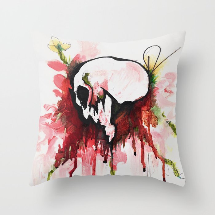 Flower Skull Throw Pillow