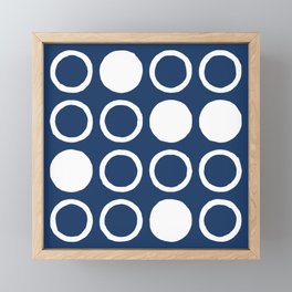 Mid Century Modern Circle and Dot Pattern 240 Navy Blue Framed Mini Art Print