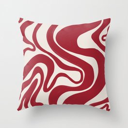 Scarlett Sage Red Liquid Swirl  Throw Pillow