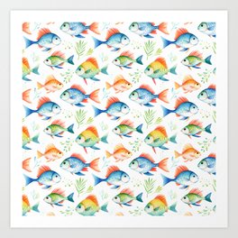 Watercolor Fish Pattern Art Print