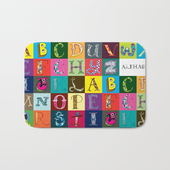 Hand Drawn Alphabet Bath Mat