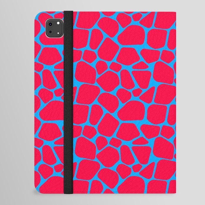 Neon Red Blue Giraffe Pattern iPad Folio Case