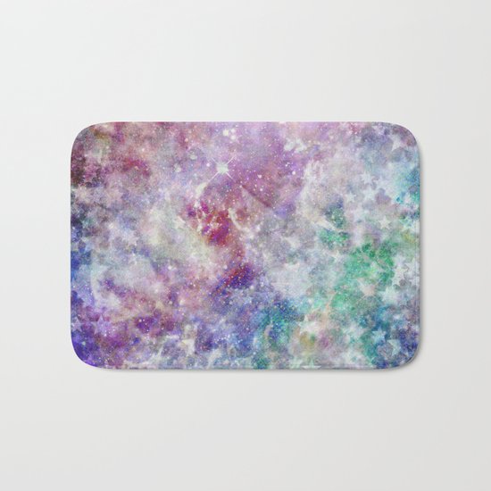 Rainbow Stars Space Galaxy Pattern Bath Mat