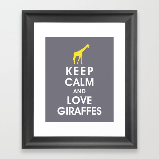 Keep Calm and Love Giraffes Framed Art Print