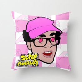 Odd & Lovely Cartoon of 'Super Amauri' The Comedian Fan Art Throw Pillow