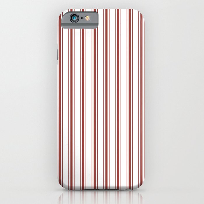 Vintage New England Shaker Barn Red Milk Paint Mattress Ticking Vertical Wide Striped iPhone Case