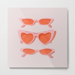rose tinted Metal Print | Red, Graphicdesign, Sun, 90S, Rose, Curated, Retro, Girl, Sunglasses, Glasses 