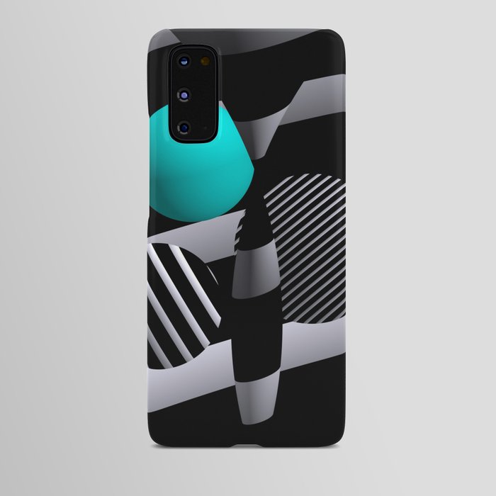 black and white and turquoise -200- Android Case