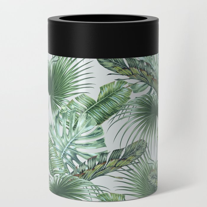 Tropical palm leaves, monstera, banana leaf, jungle foliage floral seamless pattern, summer background. Vintage botanical exotic illustration wallpaper.  Can Cooler