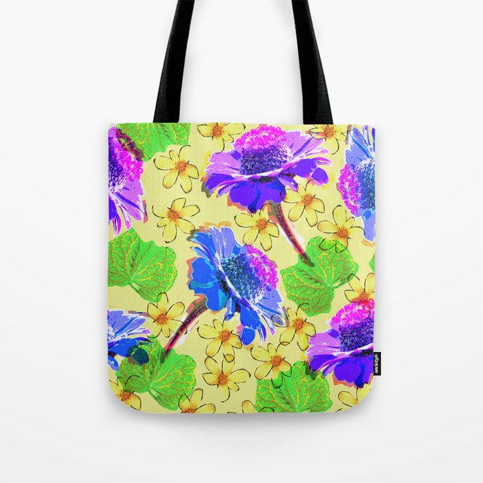 Flowers collage lilac yellow Tote Bag