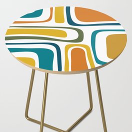 Palm Springs Midcentury Modern Abstract in Moroccan Teal, Orange, Mustard, Olive, and White Side Table