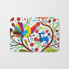 amate 1 Bath Mat | Mexico, Colorful, Boho, Painting, Bird, Otomi, Bohemian, Fashion, Mexican, Embroiedery 
