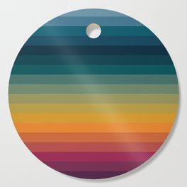 Colorful Abstract Vintage 70s Style Retro Rainbow Summer Stripes Cutting Board