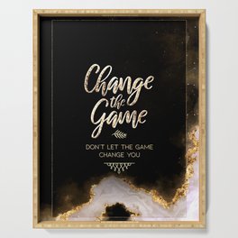 Change The Game Black and Gold Motivational Art Serving Tray