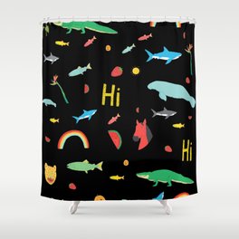 All Together Black Shower Curtain