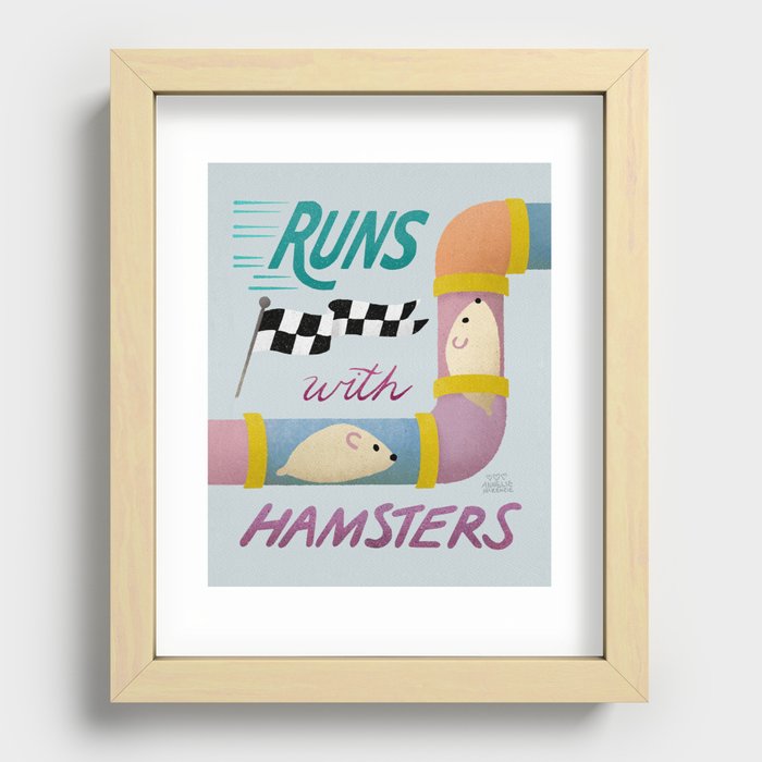 Runs with Hamsters Recessed Framed Print