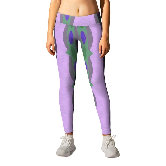 abstract pattern in green with pink colors Leggings