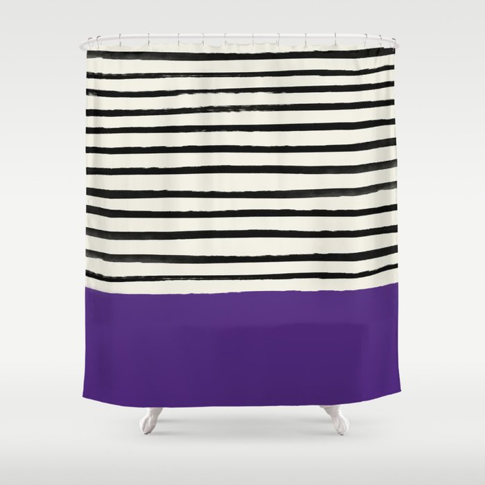 Purple Grape X Stripes Shower Curtain By Floresimagespdx Society6