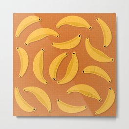Banana Design - Fruit, Orange and Yellow, Banana Pattern Metal Print
