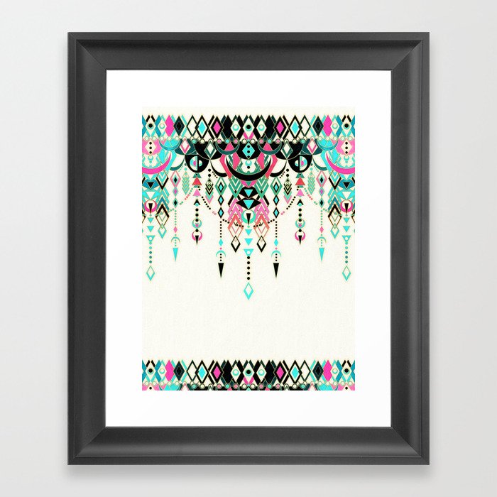 Modern Deco in Pink and Turquoise Framed Art Print