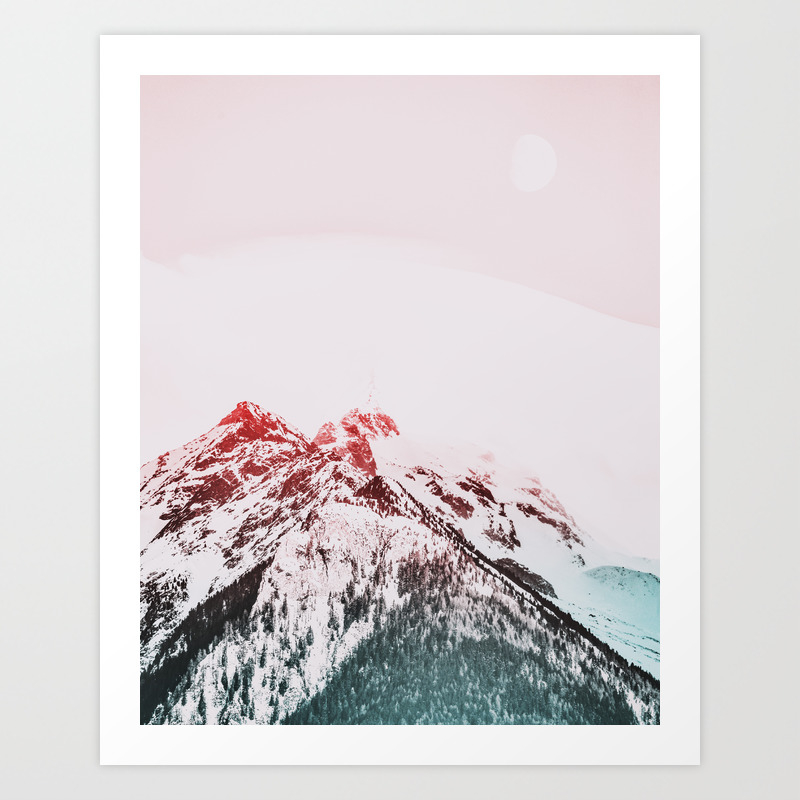 Mountains Pink Pastel Modern Art Art Minimal Wall Art Art