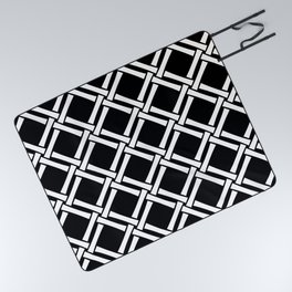 Classic Bamboo Trellis Pattern 226 Black and White Picnic Blanket