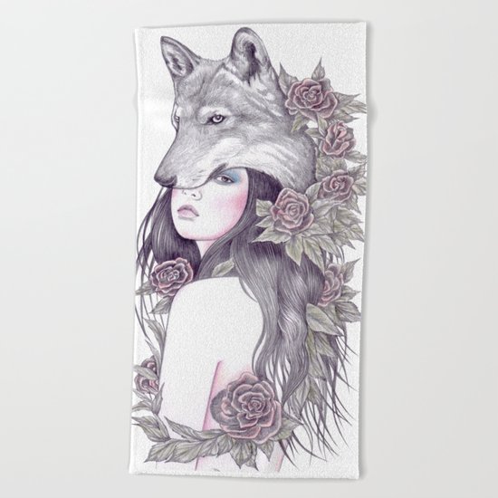 Heart Of A Wolf Beach Towel