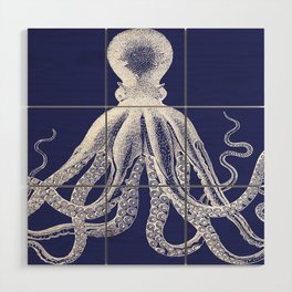 Octopus | Vintage Octopus | Tentacles | Navy Blue and White | Wood Wall Art