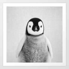 Baby Penguin - Black & White Art Print