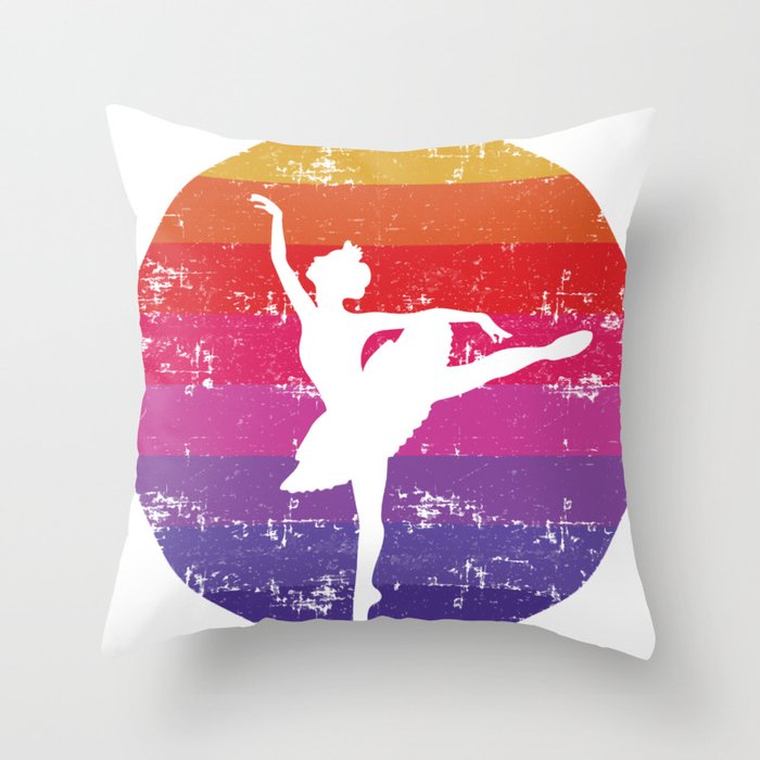 Retro Vintage Distressed Pink Ballerina Design For Ballet Lovers Throw Pillow