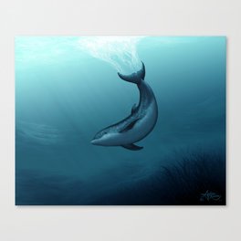 "Siren of the Blue Lagoon" by Amber Marine ~ Dolphin Art, Digital Painting, (Copyright 2015) Canvas Print