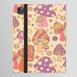 Purple & Orange Magic Mushrooms iPad Folio Case | Kids, Yellow, Autumn, Aesthetic, Rust, Shrooms, Trendy, Fall, Pattern, Mushrooms 
